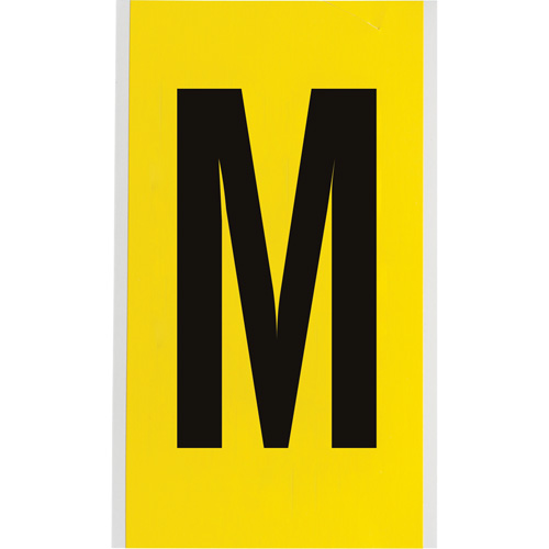 Repositionable Individual Number & Letter Labels, M, 6" H, Black on Yellow - Brady 3470-M