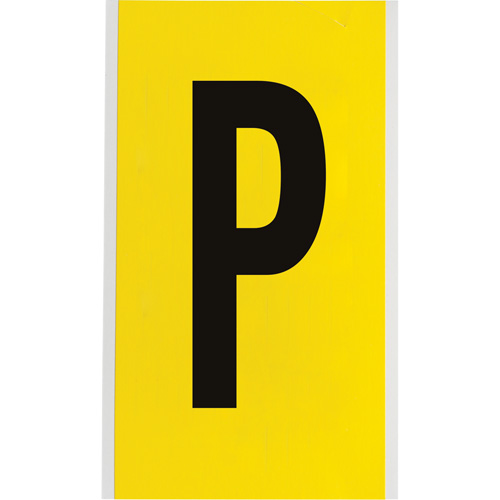 Repositionable Individual Number & Letter Label, P, 6" H, Black on Yellow - Brady 3470-P
