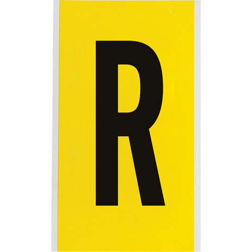 Repositionable Individual Number & Letter Label, R, 6" H, Black on Yellow - Brady 3470-R