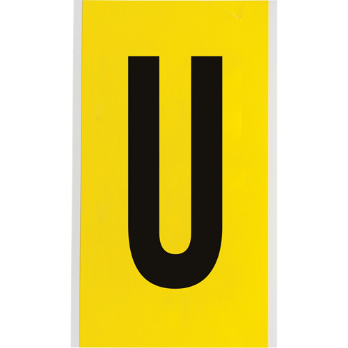 &eacute;tiquettes de lettres & chiffres individuels repositionnables, U, 6" h, Noir sur jaune - Brady 3470-U