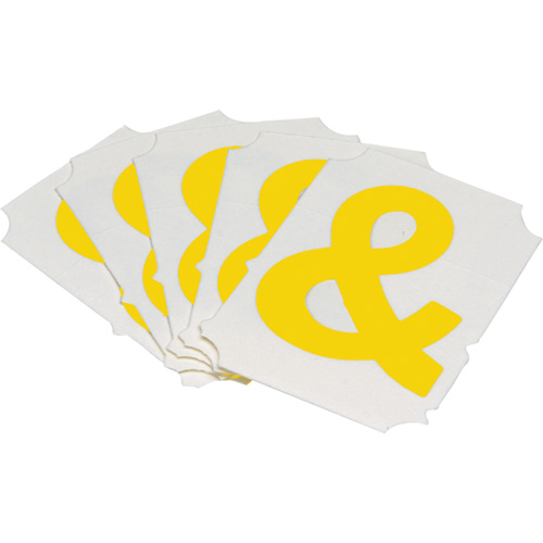 &eacute;tiquettes de lettres & chiffres gothiques individuels Quick-Align, Perlu&egrave;te (&), 2" h, Jaune - Brady 5060P-&