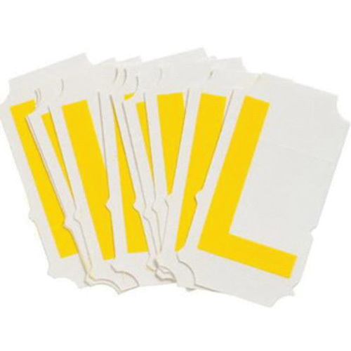 &eacute;tiquettes de lettres et chiffres gothiques individuels Quick-Align, L, 2" h, Jaune - Brady 5060P-L