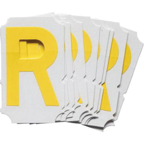 Quick-Align&reg; Individual Gothic Number & Letter Labels, R, 2" H, Yellow - Brady 5060P-R