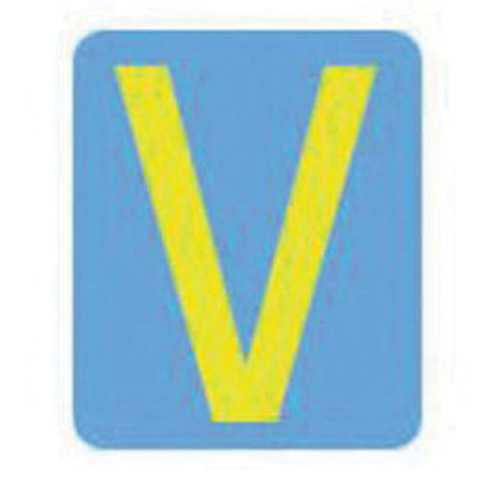 &eacute;tiquettes de lettres & chiffres gothiques individuels Quick-Align, V, 2" h, Jaune - Brady 5060P-V