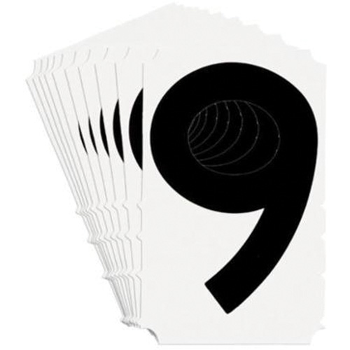 Quick-Align&reg; Individual Gothic Number and Letter Labels, 9, 3" H, Black - Brady 5100P-9