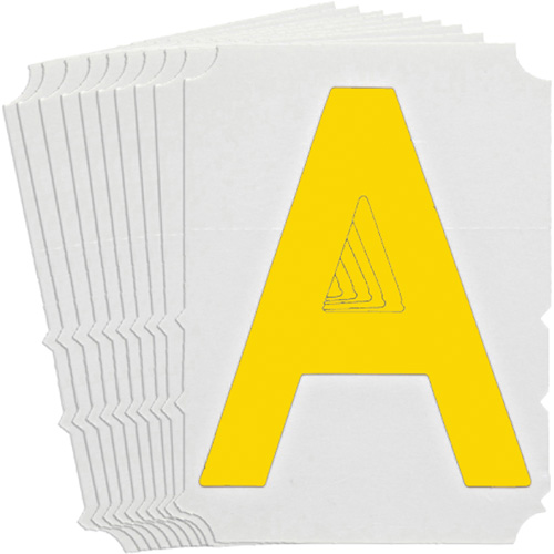 &eacute;tiquettes de lettres et chiffres gothiques individuels Quick-Align, A, 3" h, Jaune - Brady 5110P-A