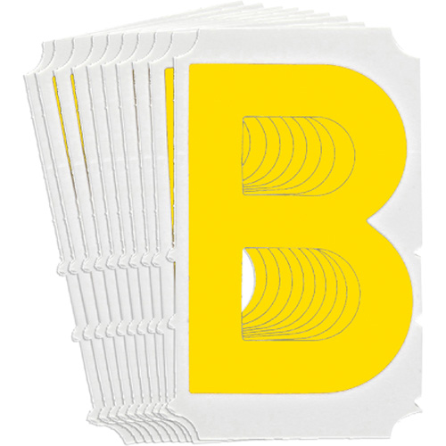 &eacute;tiquettes de lettres et chiffres gothiques individuels Quick-Align, B, 3" h, Jaune - Brady 5110P-B