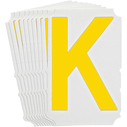 Quick-Align&reg;Individual Gothic Number and Letter Labels, K, 3" H, Yellow - Brady 5110P-K