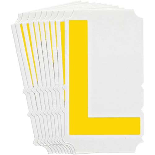 &eacute;tiquettes de lettres et chiffres gothiques individuels Quick-Align, L, 3" h, Jaune - Brady 5110P-L
