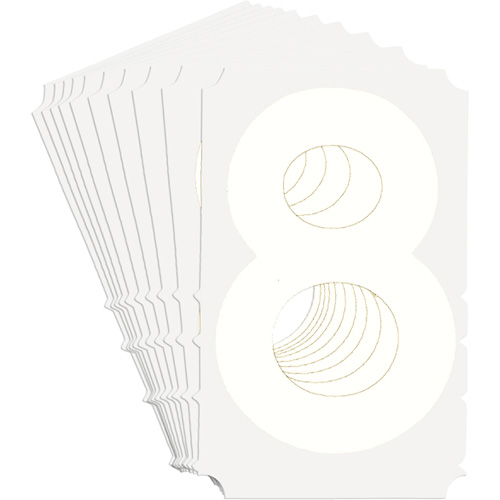 &eacute;tiquettes de lettres et chiffres gothiques individuels Quick-Align, 8, 3" h, Blanc - Brady 5130P-8