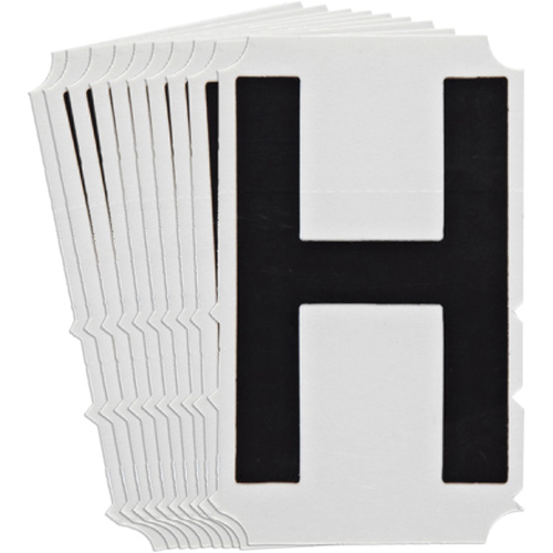 Quick-Align&reg;Individual Gothic Number and Letter Labels, H, 4" H, Black - Brady 5140P-H