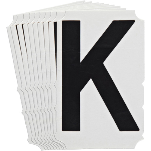 &eacute;tiquettes de lettres et chiffres gothiques individuels Quick-Align, K, 4" h, Noir - Brady 5140P-K