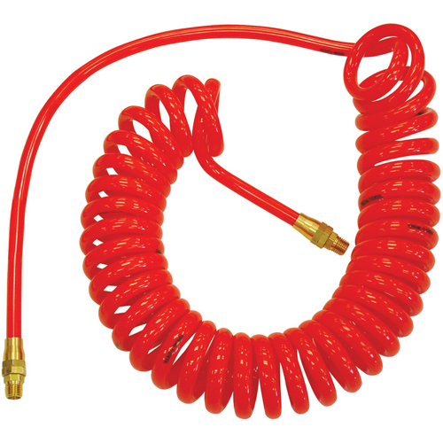 Tuyaux &agrave; air autor&eacute;tractables en polyur&eacute;thane Flexcoil a/raccords, Air, 3/8" DI x 15' lo, Polyur&eacute;thane, 140 psi &agrave; 23 °C - Topring 17.710