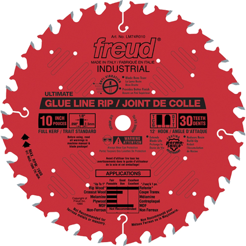 Heavy-Duty Glue Line Ripping Saw Blades, 12", 40 Teeth, Wood Use - Freud LM74R012