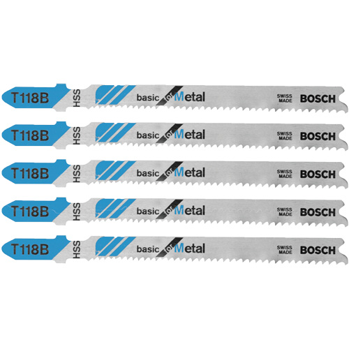 Jig Saw Blades Basic for Metal, High Speed Steel, T-Shank, 3-5/8" L - Bosch T118B