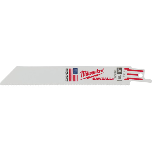 Lames de scie alternative Sawzall, Bim&eacute;tal, 18 Dents par pouce, 6" lo x 3/4" la - Milwaukee 