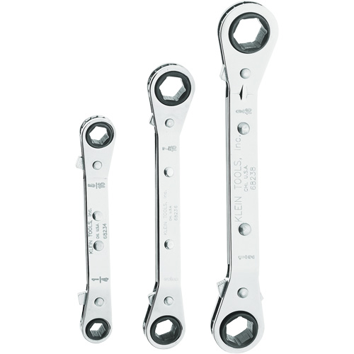 Jeu de cl&eacute;s r&eacute;versibles avec &eacute;tui, Cl&eacute; polygonale, 3 morcea - Klein Tools 68244