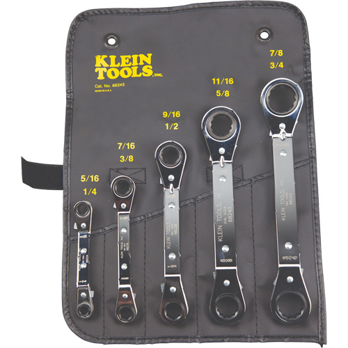 Reversible Ratcheting Offset Box Wrench Set, Ratcheting Box, 5 Pieces, Imperial - Klein Tools 68245