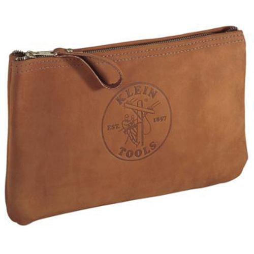 Zipper Bag Tool Pouch, Leather, 1 Pockets, Brown - Klein Tools 5139L