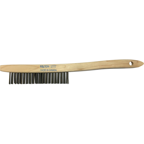 Curved-Handle Scratch Brushes, Brass, 3 x 19 Wire Rows, 14" Long - Felton Brushes 1777B