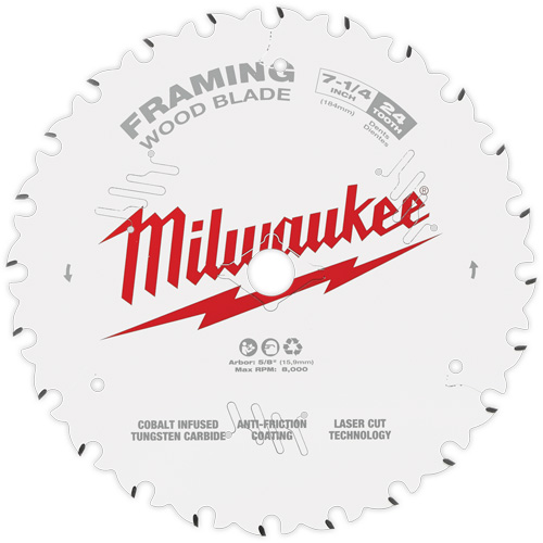 Framing Circular Saw Blade, 7-1/4", 24 Teeth, Wood Use - Milwaukee 48-40-0720