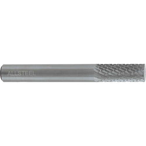 ALLSTEEL Cylindrical Shape Carbide Burr, SA-5, 1/2" Dia., 1/4" Shank, 1" Depth of Cut - Walter Surface Technologies 01W304
