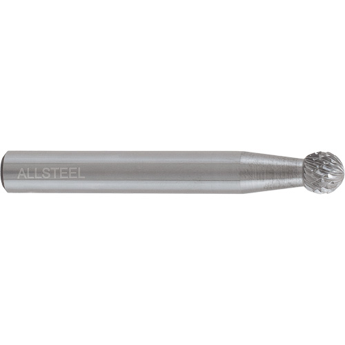 ALLSTEEL Ball Shape Carbide Burr, SD-5, 1/2" Dia., 1/4" Shank, 7/16" Depth of Cut - Walter Surface Technologies 01W326