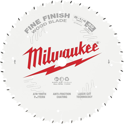 Fine Finish Circular Saw Blade, 8-1/4", 40 Teeth, Wood Use - Milwaukee 48-40-0822