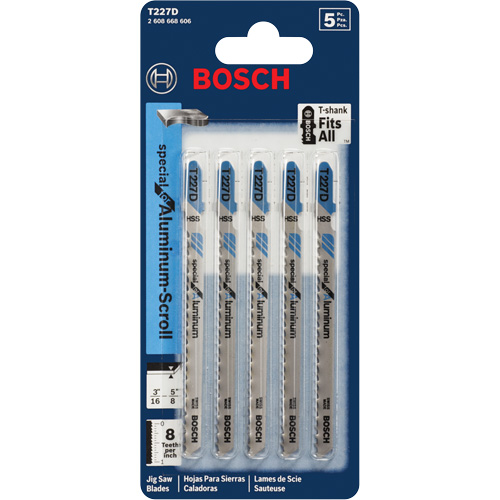 Jigsaw Blades, High Speed Steel, T-Shank, 4" L, 8 TPI - Bosch T227D