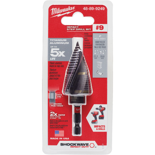 Foret &eacute;tag&eacute; #9 Shockwave Impact Duty, 7/8" - 1-1/8", Incr&eacute;ments de 1/4", Titane - Milwaukee 48-89-9249