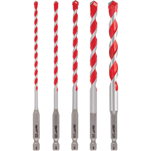 Shockwave Hammer Drill Bit Set, 5 Pieces, Carbide - Milwaukee 48-20-9051