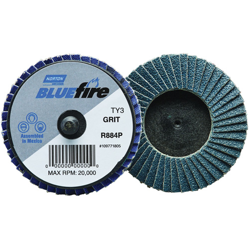 BlueFire&reg; R884P Mini Flap Disc, 2" x Type 27, 40 Grit, Zirconia Alumina - Norton 77696090166