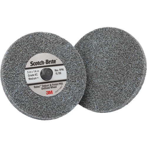 Meule homog&egrave;ne d&eacute;bavurage et de finition PRO TR Roloc, 3" x 1/8", Grain de Cors&eacute;, C&eacute;ramique - 3M 7100109110