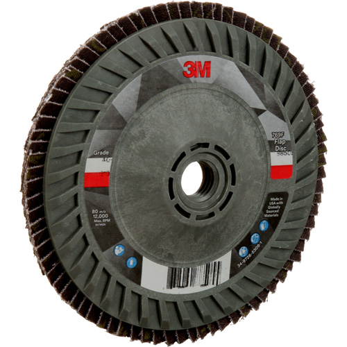 Disque &agrave; lamelles &agrave; changement rapide 769F, 5" x 5/8"-11, Type 27, Grain 40+, C&eacute;ramique - 3M AB05946