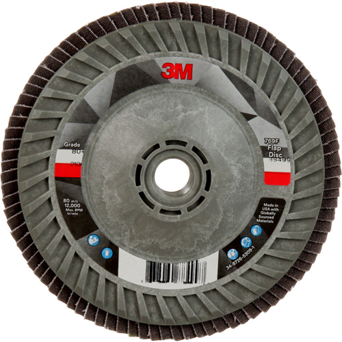 Disque &agrave; lamelles &agrave; changement rapide 769F, 5" x 5/8"-11, Type 29, Grain 80+, C&eacute;ramique - 3M AB05951