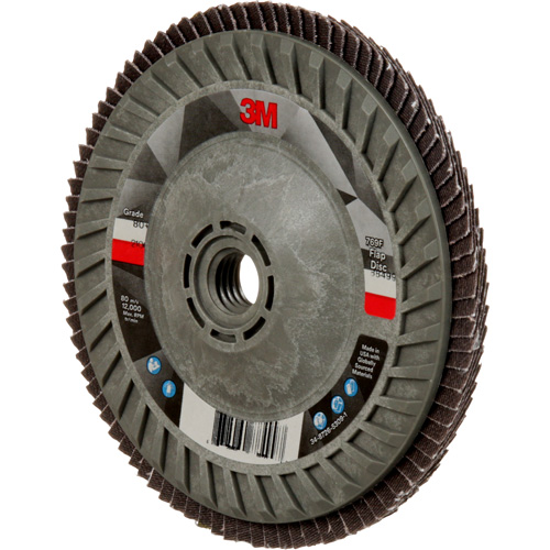 Disque &agrave; lamelles &agrave; changement rapide 769F, 5" x 5/8"-11, Type 29, Grain 80+, C&eacute;ramique - 3M AB05951