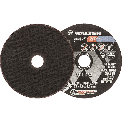 Meule &agrave; tronçonner Zip, 2-1/2" x 1/16", Arbre de 3/8", Type 1, 30350 Tr/min - Walter Technologies Pour Surface 11L263