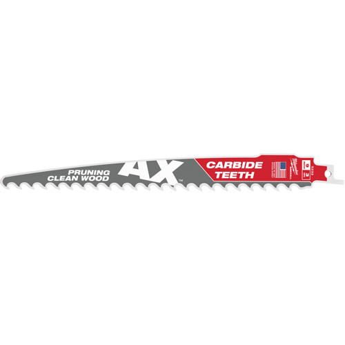 The Ax Sawzall&reg; Blade for Pruning & Clean Wood, Carbide, 3 TPI, 9" L x 1" W - Milwaukee 48-00-5232CAN