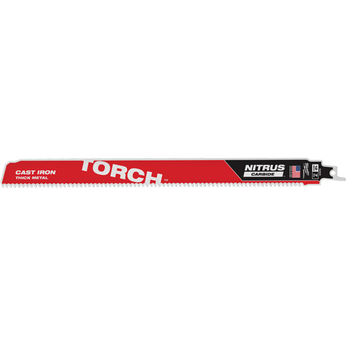 Lame Sawzall  Torch avec Nitrus Carbide, Carbure, 7 Dents par pouce, 12" lo x 1" la - Milwaukee 48-00-5263