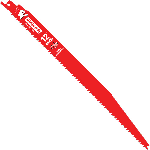 Reciprocating Saw Blade for Nail Embedded Wood, Bi-Metal, 6-12 TPI, 12" L x 1" W - Diablo DS1212BWC