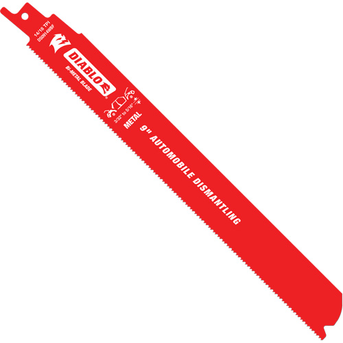 Reciprocating Blade for Auto Dismantling, Bi-Metal, 10-14 TPI, 9" L x 1" W - Diablo DS0914WBF