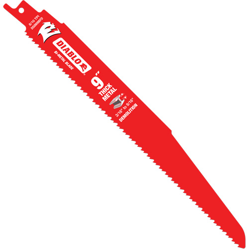 Reciprocating Blade for Thick Metal/Demolition, Bi-Metal, 8-10 TPI, 9" L - Diablo DS0908BFD25C
