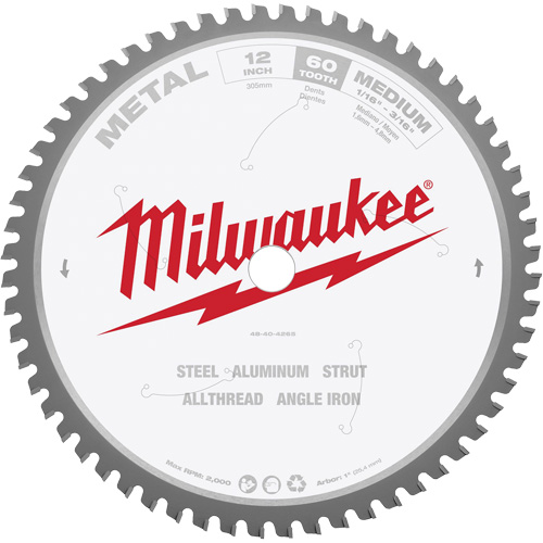 Lame de scie circulaire, 12", 60 dents, Pour M&eacute;tal - Milwaukee 48-40-4265