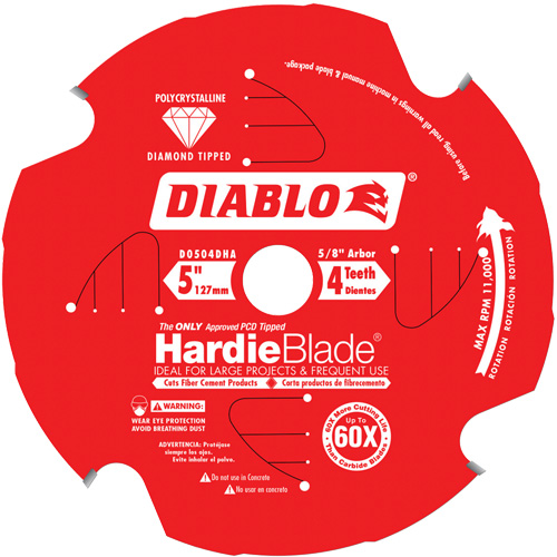 HardieBlade Circular Saw Blade, 5", 4 Teeth, Cement Use - Diablo D0504DHA