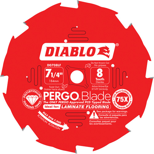 Lame de scie circulaire PergoBlade, 7-1/4", 8 dents, Pour Stratifi&eacute;/Bois - Diablo D0708LF