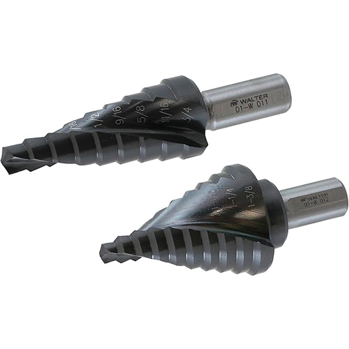 Multi-Step Step Drill Bit, 1/4" - 1" , Titanium - Walter Surface Technologies 01W029
