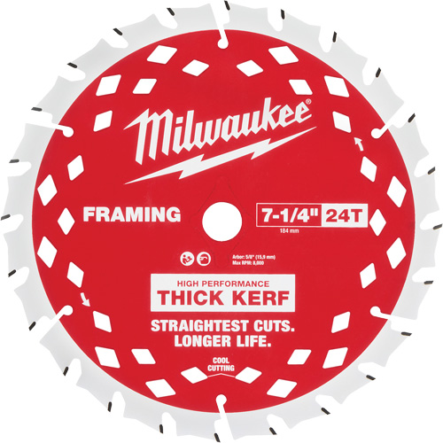 Lame de scie circulaire &agrave; charpente avec trait &eacute;pais, 7-1/4", 24 dents, Pour Bois - Milwaukee 48-40-0740
