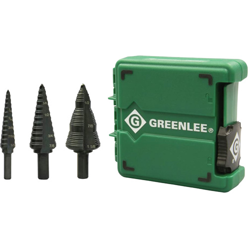 Jeu de forets &eacute;tag&eacute;s, 1/8"/3/16" - 1/2"/1-1/8"/7/8" - Greenlee GSBSET3