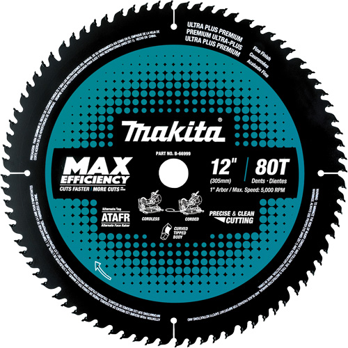 Lame de scie &agrave; onglets Max Efficiency avec embout au carbure, 12", 100 dents, Pour Bois - Makita B-66999