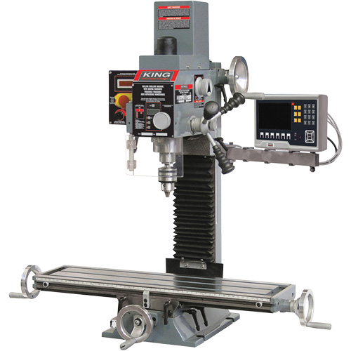 Milling Drilling Machine with 3-Axis Digital Readout, 2 Speeds, 3/4"/5/8" Drilling Capacity - King Canada KC-20VS-2/DRO
